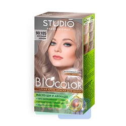 Крем-краска для волос STUDIO BIOcolor 90.105, Пепельный блондин, 50/50/15 мл.