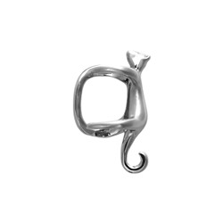 Серьга кафф «Котик», цвет серебро