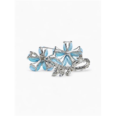 Брошь «Цветы» лютики, цвет голубой в серебре