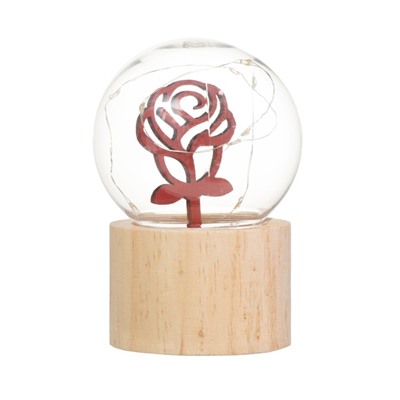 Фигурка светящаяся RISALUX «Роза», LED-ночник, 3×AG10, шар-8 см, 6.5×6.5×11.5 см