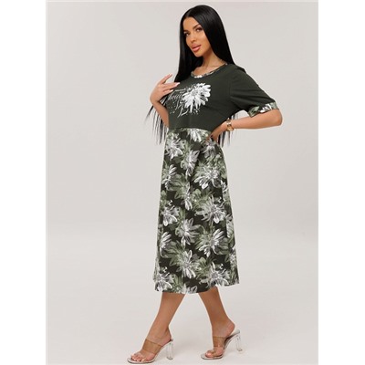 Женское платье Пл-167(К) / Хаки (цветы)