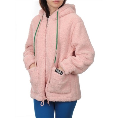 1002 PINK Куртка плюшевая демисезонная (65% хлопок, 35% полиэстер) оверсайз 48-52