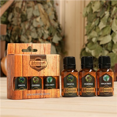 Набор эфирных масел эвкалипт, пихта, сосна, «Добропаровъ», 3 шт. по 17 мл