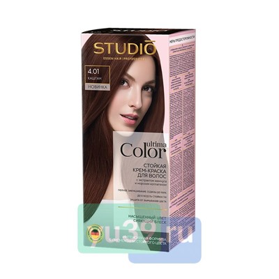 Ultima Color Studio Профешнл Стойкая крем-краска для волос 4.01 Каштан, 50/50