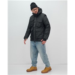 Куртка - жилетка трансформер 2 в 1 мужская зимняя черного цвета 2409Ch