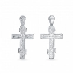 Крест из серебра литье белый