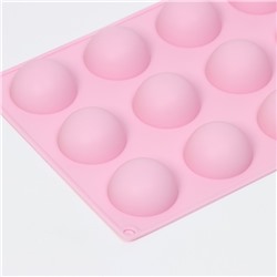 Форма для выпечки Доляна «Полусферы», силикон, 29×17 см, 15 ячеек (d=4 см), МИКС