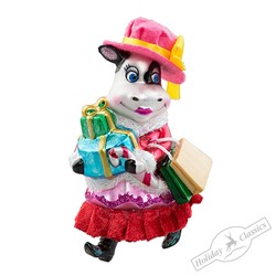 Корова "Рождественский шоппинг" (стекло) 7,5х7,5х12 см