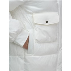 Куртка зимняя женская с капюшоном модная белого цвета 7341Bl