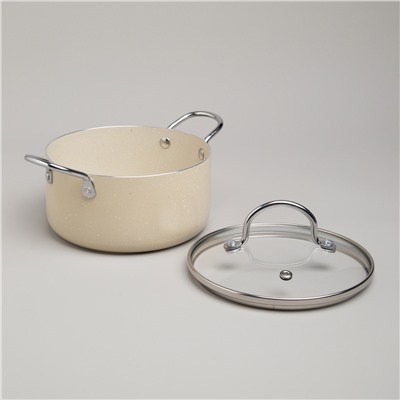 КАСТРЮЛЯ AGNESS С АНТИП. ПОКР.  И СТЕКЛ. КРЫШКОЙ 1350 МЛ, 16*8 СМ