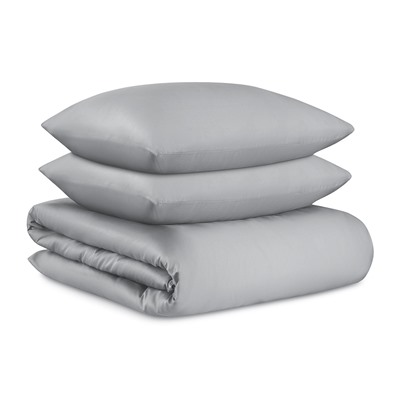 Комплект постельного белья из премиального сатина светло-серого цвета из коллекции Essential, 150х20