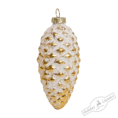 Шишка золотая заснеженная (стекло) 5х5х10,5 см