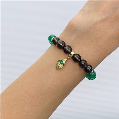 Радуга Самоцветов Браслет из Агата тон. и Раухтопаза с подвеской