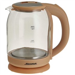 Чайник Аксинья КС-1018 стекло,1500 Вт, 1,8 л , БЕЖЕВЫЙ (12)