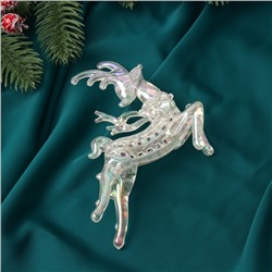 Ёлочная игрушка «Зимнее волшебство. Олень резной», 10.5×12 см, прозрачный перламутр