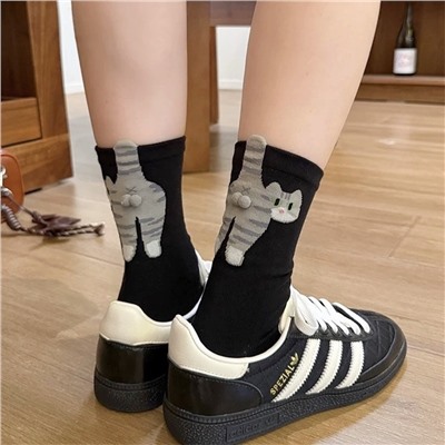 Tide, three dimensional cartoon knee socks, mid-length