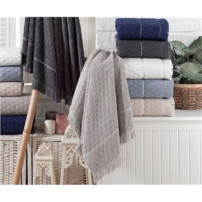 Махровые Лицевые Полотенца с Бахромой 50x90 см. 6 шт/уп. Cotton YAKUT- Sikel