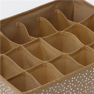 Органайзер для хранения белья Доляна Points, 18 ячеек, 35×30×12 см, бежевый