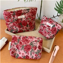 Brand retro cloth, cosmetic bag, shoulder bag, small clutch bag, storage system with zipper, flowered