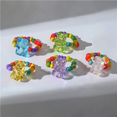 Кольцо из бисера «Мармеладный мишка», МИКС, безразмерное