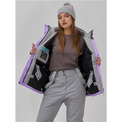 Горнолыжная куртка женская зимняя сиреневого цвета 7017Sn