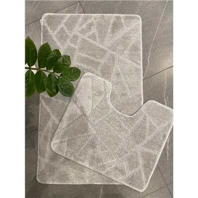Комплект ковриков для ванной и туалета My Crystal ГЕОМЕТРИЯ Мозайка 50*80 и 40*50 серый