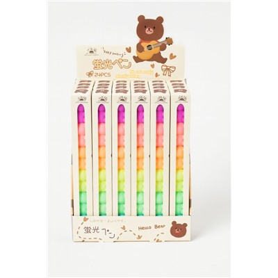 Маркер текстовыделитель "Rainbow bear", 5 в 1, mix, шоу-бокс 24 шт.
