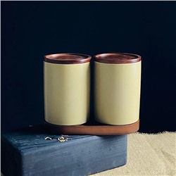 235-116 Набор из 2 банок 550мл с крышками на подставке TROPICAL в под.уп.(х12)Фарфор