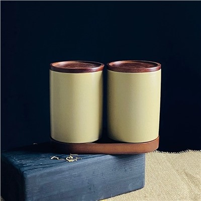 235-116 Набор из 2 банок 550мл с крышками на подставке TROPICAL в под.уп.(х12)Фарфор