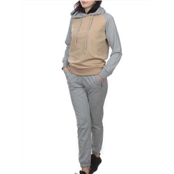 NOE103 BEIGE/GRAY Костюм спортивный женский (хлопок 90%, полиэстер 10%)