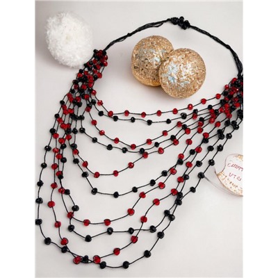 Комплект бижутерии "Хрустальная россыпь" , цвет черный с красным