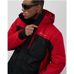 Горнолыжная куртка мужская зимняя красного цвета 7616Kr