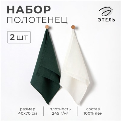 Набор полотенец кух. Этель Home collection 40х70-2шт,МИКС, 100% лён