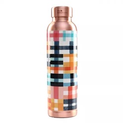 Медная бутылка с принтом Пэчворк (950 мл), Copper Water Bottle Patchwork, произв. The Better Home