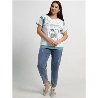 Блуза Алтея (белая/олива) Б15364-20М