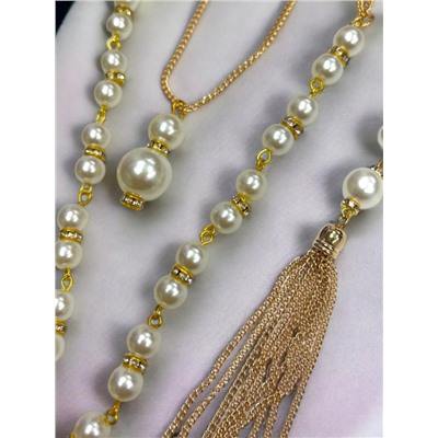 Подвеска на цепях с жемчугом длинная Арт П8 модель 1