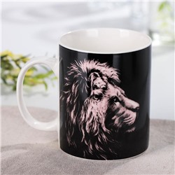 Кружка Доляна «Львинная сила», 320 мл, фарфор, чёрная