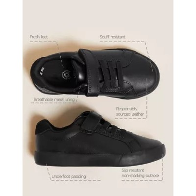 Kids' Leather Riptape School Shoes (8 Small-1 Large)