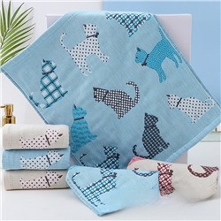 Zhiyang cotton gauze towel plaid cat four-layer gauze square towel hand towel export Korean gift kitchen towel