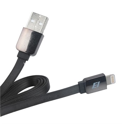USB кабель Lightning 1.0м ПЛОСКИЙ  (в коробке) черный (ELTRONIC)