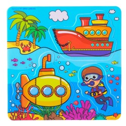 Набор для игры в ванне «Рыбалка: Морской транспорт», сачок, мягкий пазл