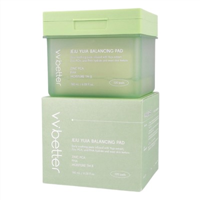 VVbetter Балансирующие успокаивающие тонер-пэды с цинком PCA, PHA, Moisture TM B / Jeju Yuja Balancing Pad, 120 шт.