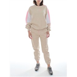 3160/3161 BEIGE/PINK Костюм спортивный женский (95% хлопок, 5% эластан)