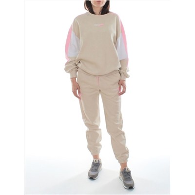 3160/3161 BEIGE/PINK Костюм спортивный женский (95% хлопок, 5% эластан)