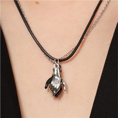 Кулоны парные «Прикосновение», на магните, 52 см, цвет чёрный/серебряный