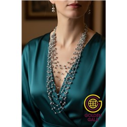 Комплект бижутерии "Хрустальная россыпь" , цвет серебристый