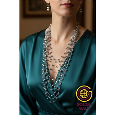 Комплект бижутерии "Хрустальная россыпь" , цвет серебристый