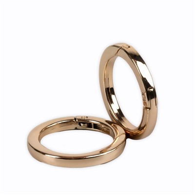 Кольцо-карабин плоский, d=20/28 мм, толщина - 4 мм, 5 шт., цвет золотой