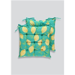 2 Pack Lemon Print Outdoor Seat Pads (39cm x 39cm)
