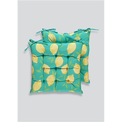 2 Pack Lemon Print Outdoor Seat Pads (39cm x 39cm)